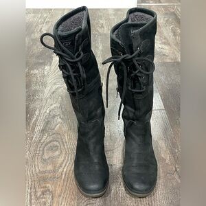 Ugg Women's Black Suede Lace-Up Tall Boots